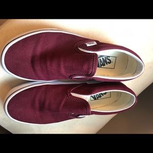 VANS maroon slip-ons